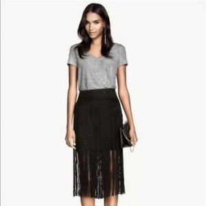 H&M Black Fringe Tassel Skirt